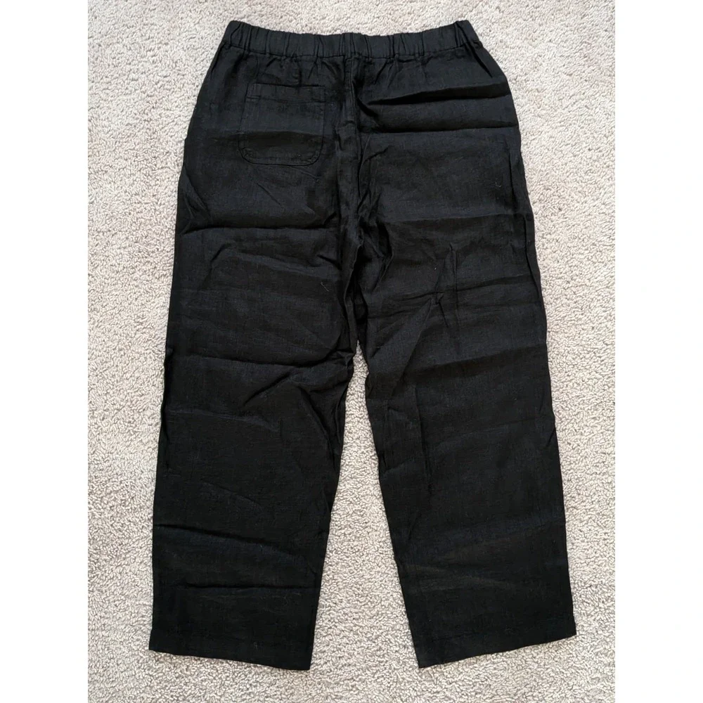 Quince 100% European Linen Pants Womens Medium Black (Fits 30x24) NWT